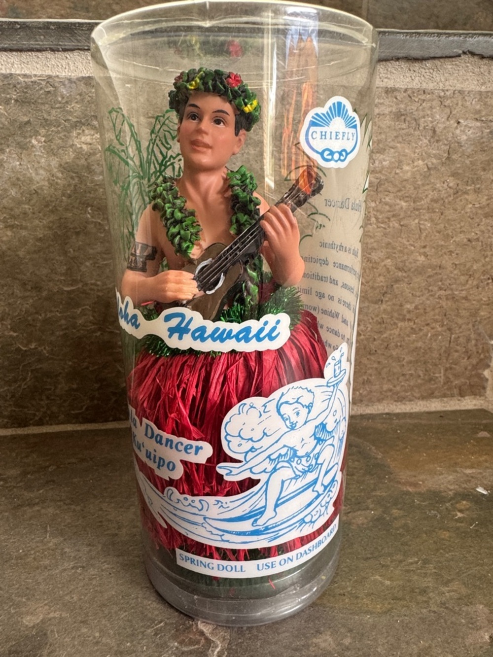 Vintage Hawaiian Hula Dancer Ku’uipo- Male Red Grass Skirt